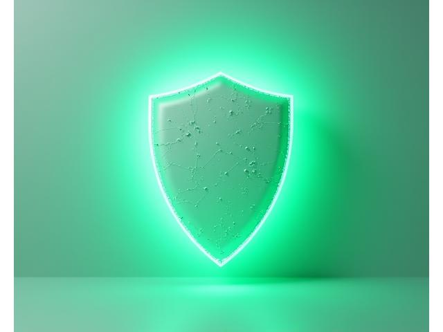 Stylized graphic of a glowing green shield symbolizing safety and protection within a digital community.